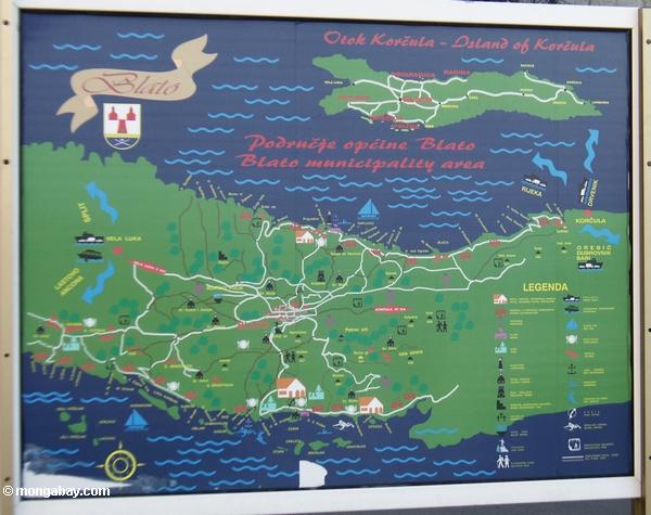 Mapa de Korčula